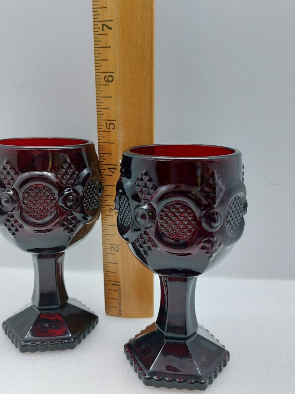 Set Of 4 Cape Cod Small 4 1/2" Goblets by Avon Ruby Red - Picture 5 of 10
